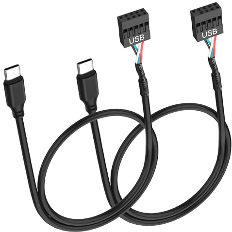 XMSJSIY Cabecera USB de 9 pines de la placa madre al cable USB C 26AWG USB Tipo-C macho a la placa madre 4 pines de cable de datos femenino - 50CM / 1.6FT 2PCS