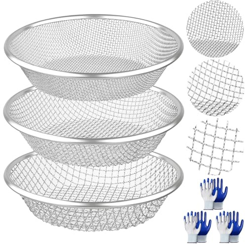 3PCS Soil Sifter for Gardening, Rock Sifter for 5 Gallon Bucket, Compost Dirt Sieve Set with Gloves – Filters Soil, Sawdust, Pebbles, Debris