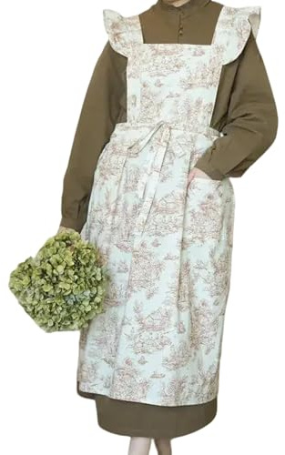 Delantal francés de mezcla de algodón duradero, diseño de flores para hornear, cocinar y eventos culinarios, delantal culinario para hombres, B, Taille unique