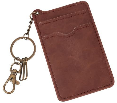 BEAMARKER Smal minimalistisk plånbok retro framficka plånböcker PU-läder RFID-blockerande kreditkortshållare mode bricka dokumenthållare buss arbete entré vakt nyckelring kortväska för män kvinnor