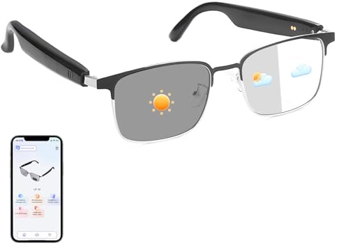 Smart Glasses mit AI-Übersetzer, polarisierte Echtzeit-Übersetzungsbrille, photochrome Linsen mit Simultandolmetschen, Sprachübersetzer für Männer und Frauen, unterstützt über 160 Sprachen (Silber)