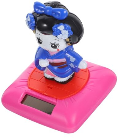 Gatuida Figurine Solaire Tête Branlante Kimono Danseuse Japonaise Décoration Tableau Bord Voiture Petite Poupée Animée