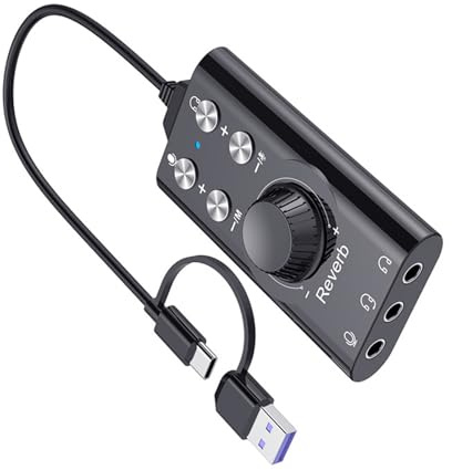 PEPWE Plug and Play USB 7.1 Canale Scheda audio esterna ABS PVC Costruzione per la produzione musicale di gioco USB Voice Changer per lo streaming