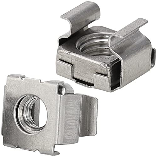 FASTON® Käfigmuttern M6 Edelstahl A2 V2A (4 Stück) Vierkant Kastenmutter Einsteckmutter für Blechstärke Vierkantmuttern Käfigmutter Käfig Rack Unterlegscheibe