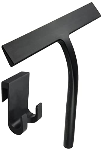 igadgitz home U7224 Silicone Shower Squeegee, Shower Wiper Blade, Window Squeegee with Storage holder - Black