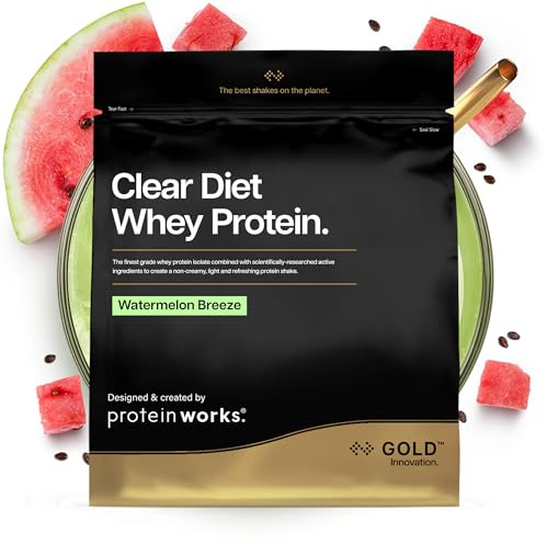Protein Works | Clear Diet Whey Protein - Gold Innovation, Whey Protein Isolate Powder, Refreshing High Protein Drink, Watermelon Breeze, 20 Servings, 500g