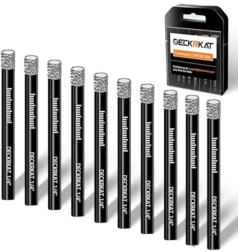 10 Packs Dry Diamond Drill Bits Set 1/4 6mm Vacuum Brazed Diamond Hole Saws for Granite Tile Ceramic Marble Stone Glass and More Hard Materials (not for Wood), Round Shank with Storage Case