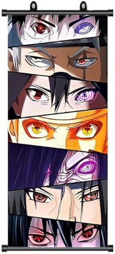 ZPPLD Naruto Rollbild, Anime Poster Grande, Sharingan, Videogiochi, Decorazione da Parete in Tessuto, 70 x 30 cm