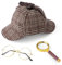 Hifot 3 Conjuntos De Accesorios De Ropa De Detective, Gorra De Detective, Lupa De Gafas Retro De Borde Dorado, Gafas Sin Lente, Papel De Detective, Accesorios De Juego De rol De Detective