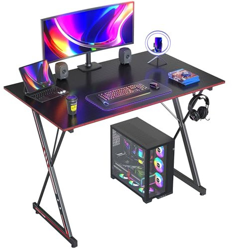 CubiCubi Gaming Desk 120cm PC Computer Desk, Home Office Desk Table Gamer Workstation, Simple Game Table, Black