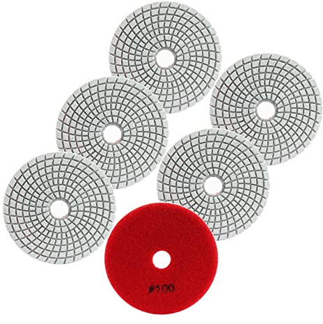 FOCSTOL Diamant Polerad Pad - 6 st 100mm korn 100 Diamond Polering Skiva för granit marmor konstgjord sten Quartz för Angular Grinder