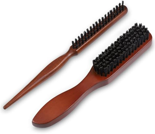 Hejo 2 Stück Sleek Bun Bürste, Wildschweinborsten Bürste, Haarbürste Wildschweinborsten für Sleek Bun, Haare, Bart