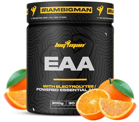 BigMan | EAA + Electrolytes (Naranja) 300Gr | Amonoacidos Essenciales | Recuperación Muscular | Deportes Resistencia | Fuerza | Isotonico
