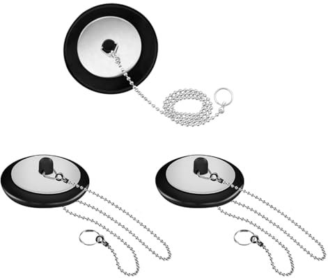 LIANRISES 3 Pièces Bouchon Evier Cuisine Universel 4.3cm Bouchon évier Bouchon Baignoire Universel Bouchon Baignoire Pour Lavabo Cuisine Bouchon Avec Chainette Pour Evier Remplacement Acier Inoxydable