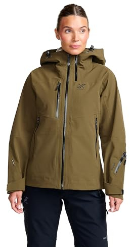 RevolutionRace Cyclone 3L Shell Jacket da Donna, Giacca Impermeabile con Riflettori Recco per l'escursionismo, Dark Olive, S
