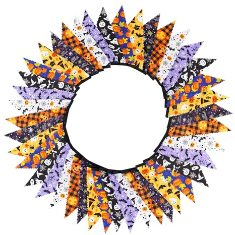 Anevous 12 Meter Wimpelkette mit 42 Wimpeln, Wimpel Girlande Wimpelkette Outdoor Wetterfest, Stoffgirlande für Hochzeits Geburtstag Party Dekoration Indoor Outdoor, Veranstaltungen,Halloween