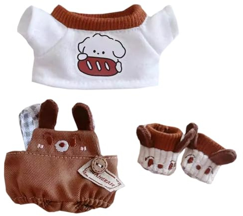 niannyyhouse 10cm~15cm Plush Doll Clothes T-Shirt Bib Pants Shoes Puppy Set Soft Doll Dressup