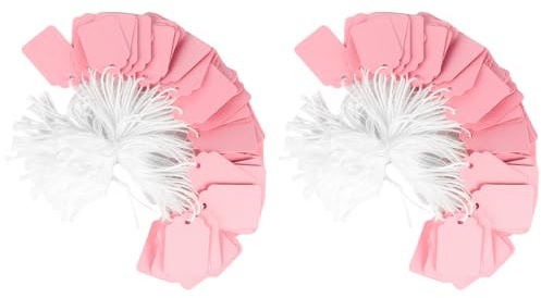 Tiardey 200 Pink Gift Tags (22 x 35 mm) Multipurpose Price Tags for Labeling Price Clothing Jewelry Displays and Gifts