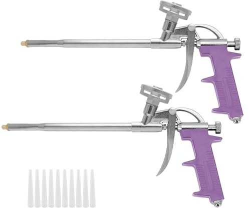 EACHPT Schaumpistole,Bauschaumpistole,2 Stück PU Schaumpistole,Schaumpistole Bauschaum Benötigt Keine Reiniger Dosierpistole aus Metall Geeignet Zum Abdichten,Füllen(mit 10 Nozzles)