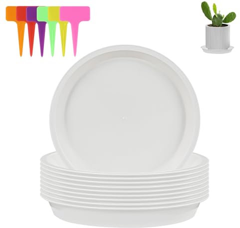 alwaiiz Lot de 10 soucoupes rondes en plastique pour plantes d'intérieur et d'extérieur