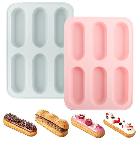 QOUBNIC 2 Pezzi Stampo Mini Baguette, Stampo Plumcake Silicone Stampo Plumcake, Teglia per Toast in Silicone per Muffin, Brownies, Pane, Polpettone