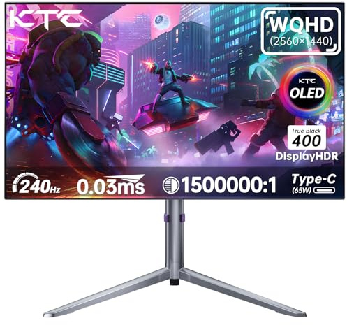 KTC OLED Gaming Monitor 27 Inch | 1440P OLED | 2K@240Hz, 0.03ms | DisplayHDR True Black 400 | Adaptive Sync | 136% sRGB | HDMI 2.1, DP 1.4, USB C (PD 65W, DP Alt), USB A 3.0, KVM | Adjustment Stand