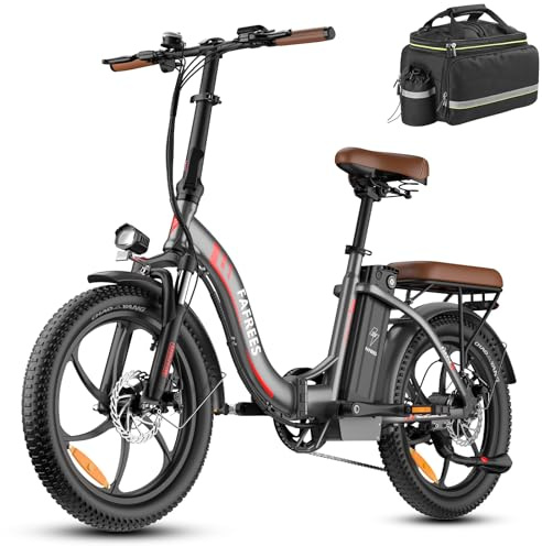 Fafrees Bici Elettrica Pieghevole 36V/20Ah Batteria Rimovibile Bicicletta Elettrica, 20×3.0 Fat Tire, 7 Velocità, Autonomia di 70-150km Fat Bike Ebike per Adulti, con Schermo LCD, Borsetta, Grigio