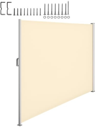 ZOLTA Seitenmarkise Ausziehbar - Sichtschutz Sonnenschutz - Für Terrasse Balkon und Garten - Längenverstellung - Beständiges Vlies - Einfache Montage - 300 x 200 cm - Beige