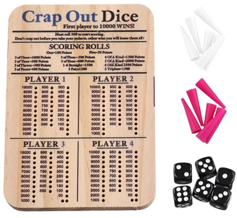 Puthernm Tablero de Puntuación de Dados de Madera, Juego Familiar Clásico, Juego de Mesa de Dados Redondo Divertido con Bandeja de Madera, Almohadilla de Puntuación, Bandeja para Dados S