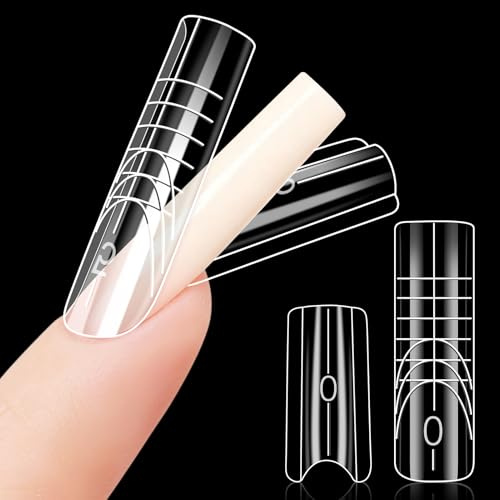 Kiiwah 240 Pezzi Dual Form Sandwich, Nail Form Riutilizzabile Top & Bottom Design Formine Doppie Unghie per Polygel Nails Extension Salone DIY (Quadrata Lungo)