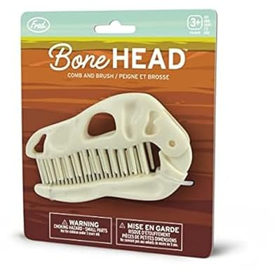 Genuine Fred BONEHEAD Folding Brush and Comb, Fun Dinosaur Design, Hair Care Tool and Detangling Comb, Convenient for Travel and Diaper Bags, Fun Gift or Stocking Stuffer