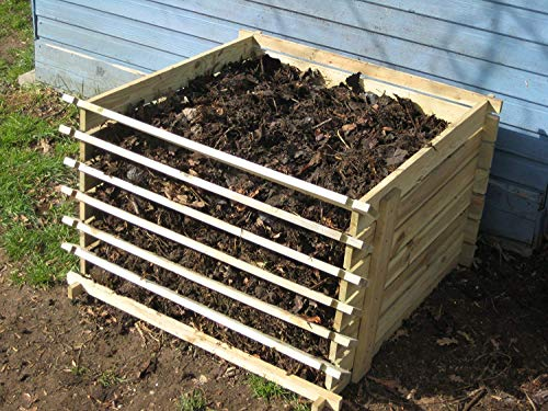 Lacewing Easy-Load Slatted Wooden Compost Bin - Medium - 530 Litres - Outdoor Garden Composter
