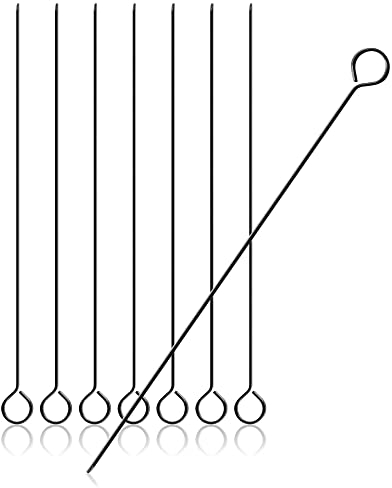 com-four® 8x Schaschlikspieße aus Edelstahl - 32 cm langer Grillspieß - Schwarzer Fleischspieß auch für Gemüse und Meeresfrüchte (32cm - 08 Stück)