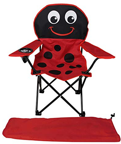 Chaise pliante de pêche pour enfants, avec porte-boissons et sac coccinelle