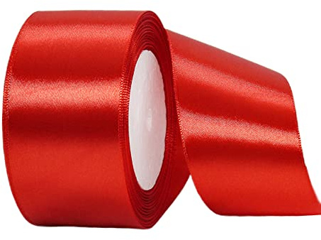 ATBEAMEN Thick Red Satin Ribbon, 50mm Wide x 22m, Double Sided, Perfect for Gift Wrapping, Crafting, Cake Decoration, Wedding, Christmas