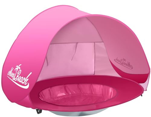 Monobeach Baby Beach Tent Pop Up Portable Shade Pool UPF50+ UV Protection Sun Shelter for Infant with Easy Set Up Canopy (Pink Beach Tent)