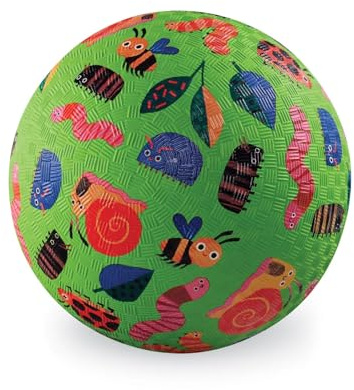Crocodile Creek Small Rubber Playground Ball 7” Size - For Kids 3 Years and Up - Ships Inflated & PVC-Free - Durable Design for Indoor, Outdoor Games and Active Sports - Garden Friends