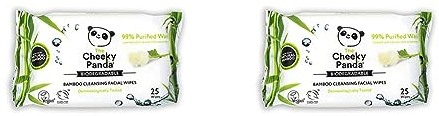 The Cheeky Panda Bamboo Facial Make Up Remover Wipes | Sustainable Face Wipes Eye Makeup Remover | Rose Scented Pack of 50 Face Wipes | 99% Purified Water