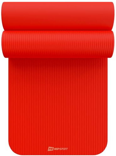 HOP-Sport® Tapis de Fitness antidérapant 190 x 60 x 2 cm, Tapis Pilates Yoga et Gymnastique avec Sangle de Transport en Mousse NBR pour Entraînement à la Maison, Doux pour la Peau, Lune Rouge