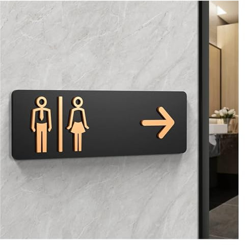 Señales de Aseo Letreros sencillos for baño for hombres y mujeres, WC, guía de baño público, índice de señal de Hotel a la izquierda y derecha, señal de aviso de acrílico for baño para Restaurante Bañ