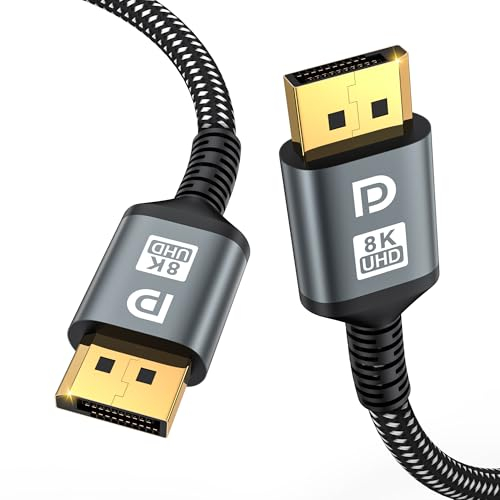 jojobnj Câble DisplayPort 2.1 16K, 3M Câble DP [16K@60Hz, 8K@120Hz, 4K@240Hz, 40Gbps] | DP à DP Doré pour Moniteur Gaming, PC | Compatible HDR, HDCP, FreeSync, G-Sync, RTX 4090, 7900XTX