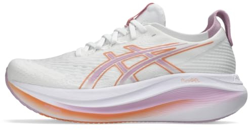 ASICS Women's Gel-Nimbus 27 Running Shoe, White/Light Ube, 40.5 EU