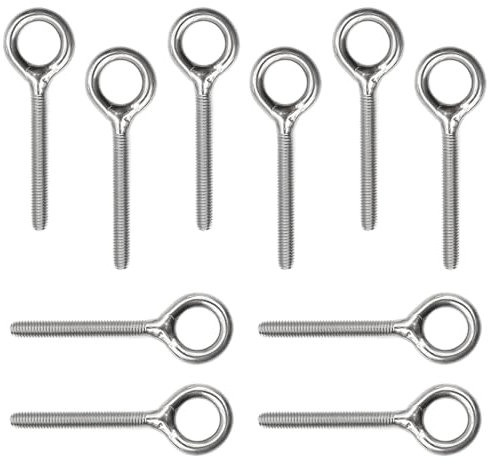 YDHfdc 10 Piezas M5 Perno de Anillo Pernos de ojo de acero inoxidable Cáncamo de vástago largo Adecuado Para Fijar y Colgar Artículos