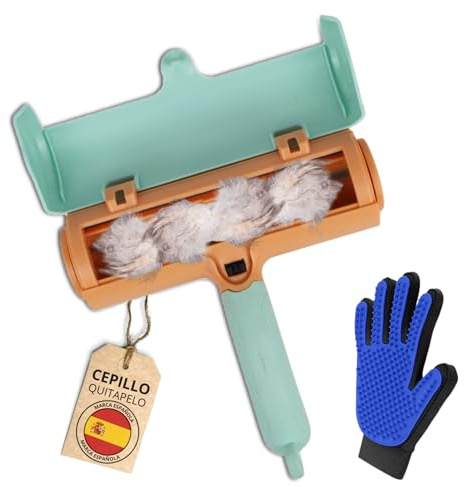 BuMart - Kit Quitapelos, Rodillo para Mascotas + Cepillo quitapelos Ropa | Reutilizable, Sofá, Ropa, Alfombra, para Todo Tipo de Pelo de Perro y Gato, Largo y Corto (Rollo Verde + Guante)