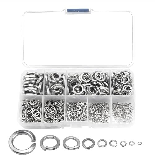 Rondelle Autobloquante 600 Pièces Rondelles Ressort, Rondelles de Sécurité Fendues en Acier Inoxydable, Rondelle de Blocage pour Vis Boulon Ecrou - M2/M2.5/M3/M4/M5/M6/M8/M10/M12