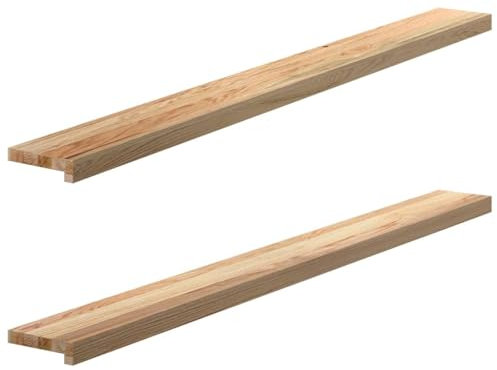 vidaXL Appuis de fenêtre 2 pcs Bois de chêne Massif Non traité, Rebord de fenêtre, Appui de fenêtre en chêne, Appui de fenêtre en Bois