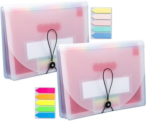 2 Pezzi Cartella Portadocumenti A4, 13 Tasche Porta Documenti Espandibili Organizer per Documenti A4 Porta Documenti Fisarmonica organizer per documenti per Faldoni Ufficio Scuola Casa, Bianco