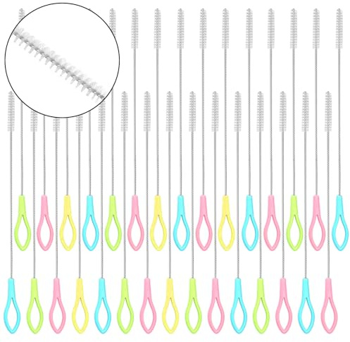UILYNIU 30 Pieces Straw Brushes, Reusable Straw Cleaning Brush, Extra Long Bottle Brush Straw， Stainless Steel Straw Brushes, Test Tube Brushes, Nylon Straw Cleaner, Nozzle Cleaning Brush (30PCS)