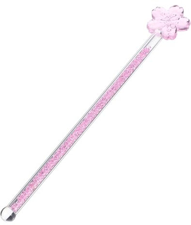 PartyKindom Flower Glass Stirring Rod Long Handle Heat-Resistant Juice and Coffee Mixer Pink Beverage Stirrer for Kitchen and Bar Use