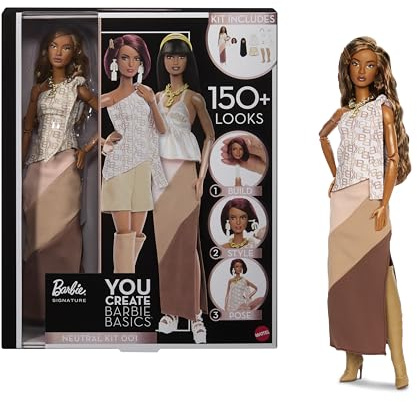 Barbie Basics You Create Neutral Kit 001 with Customizable Fashion Doll, Universal-fit Clothing & Accessories, Posable Body & Swappable Doll Head​​, JJX35